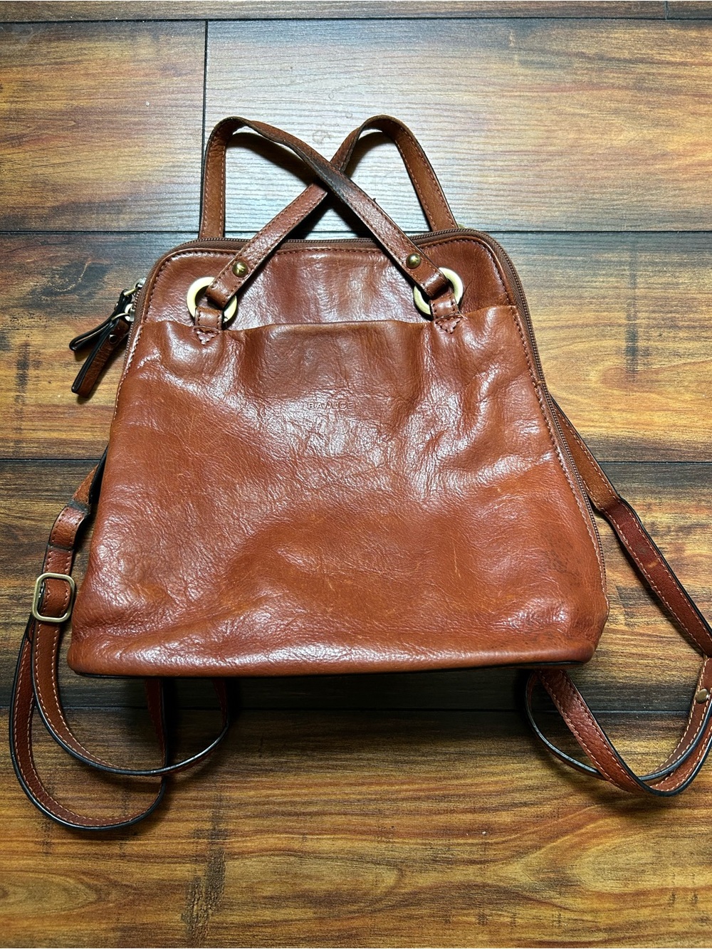 Banuce Brown Leather Convertible Backpack Bag